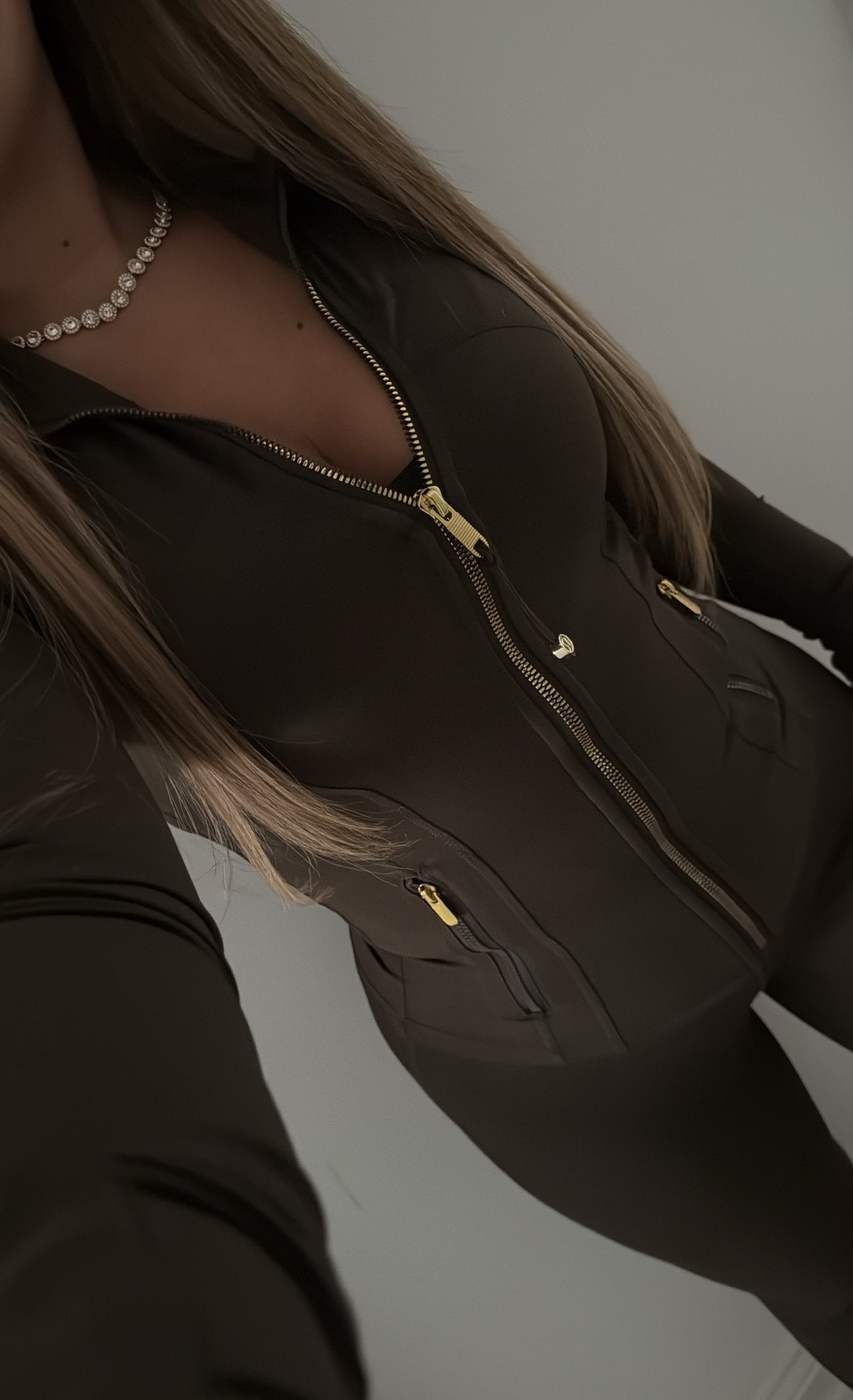 Khaki Gold Zip Set