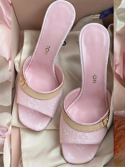 Pink Denim Heels