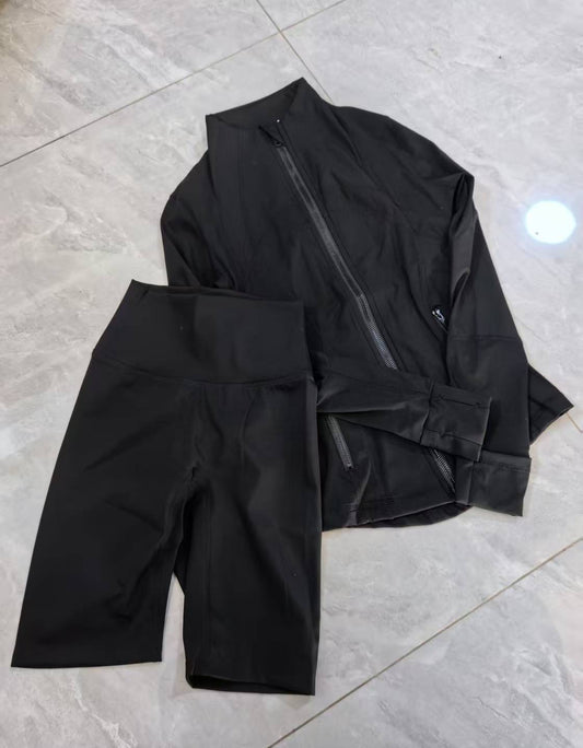 All Black Shorts Set