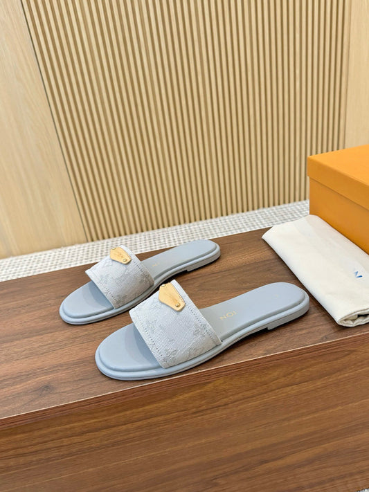 Light Grey Denim Slides