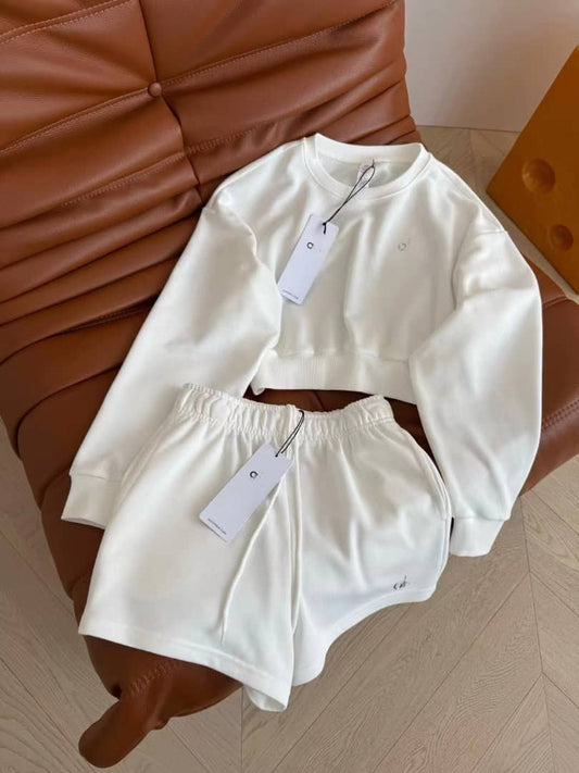 White Lounge Set Shorts