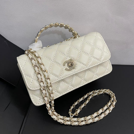 White Gold Handle Bag