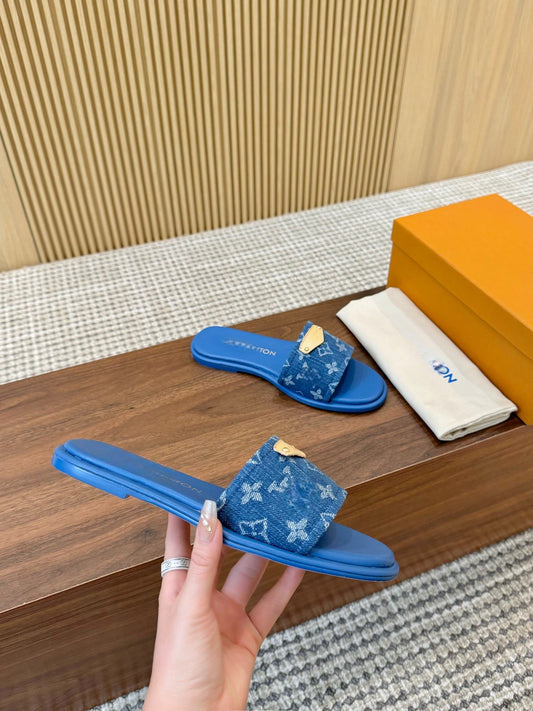 Blue Denim Slides