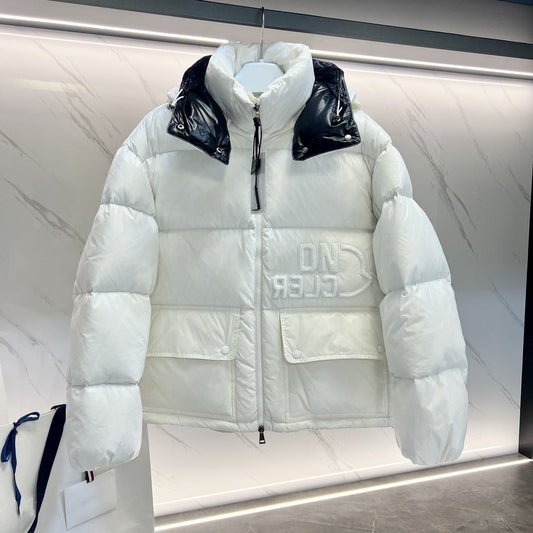 White Black Hood Coat