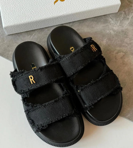 Black Denim Sandals